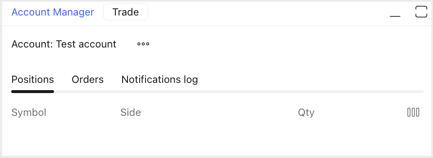 The Positions page in the Account Manager